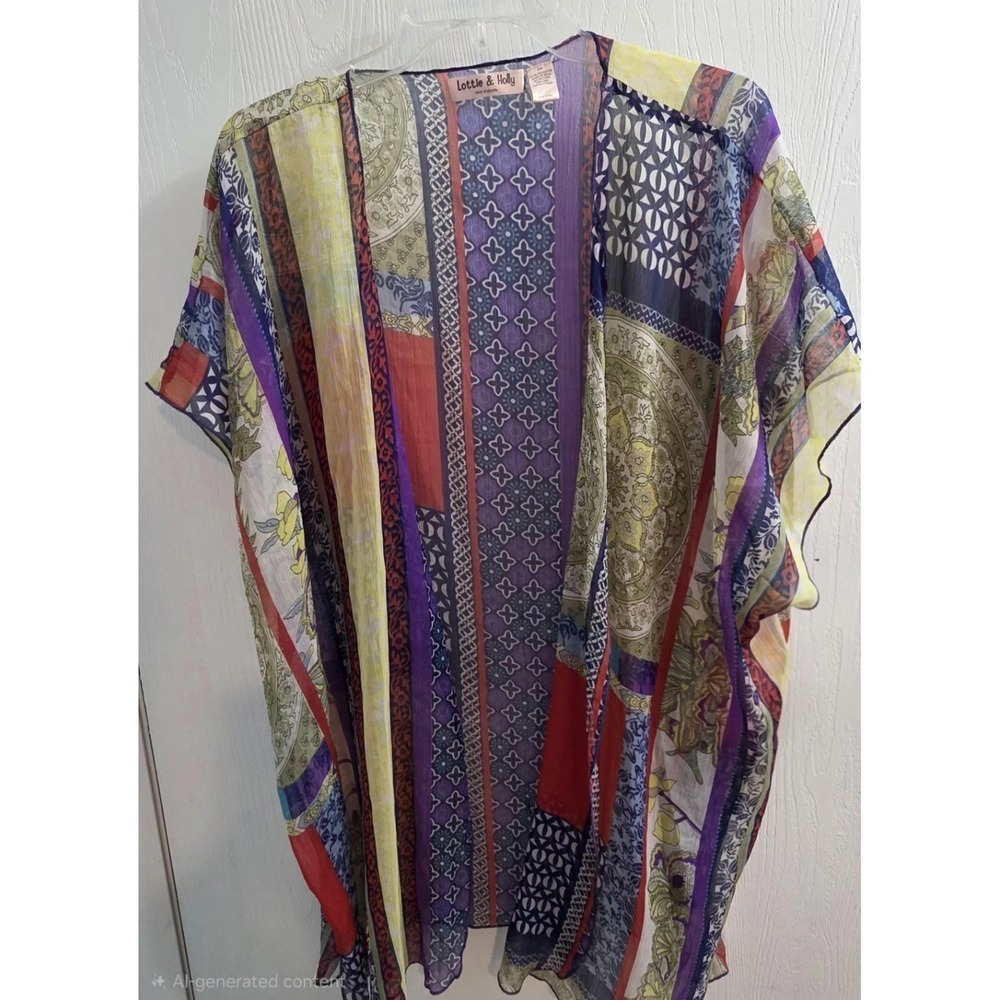 Lottie & Holly Band Of Gypsies Kimono Cover Up S/M Multicolor Boho Floral